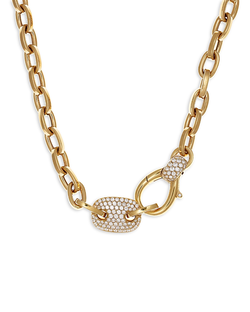 Crivelli 18k Yellow Gold Link Diamond Pave Station Necklace, 17 - Exclusive In Gold