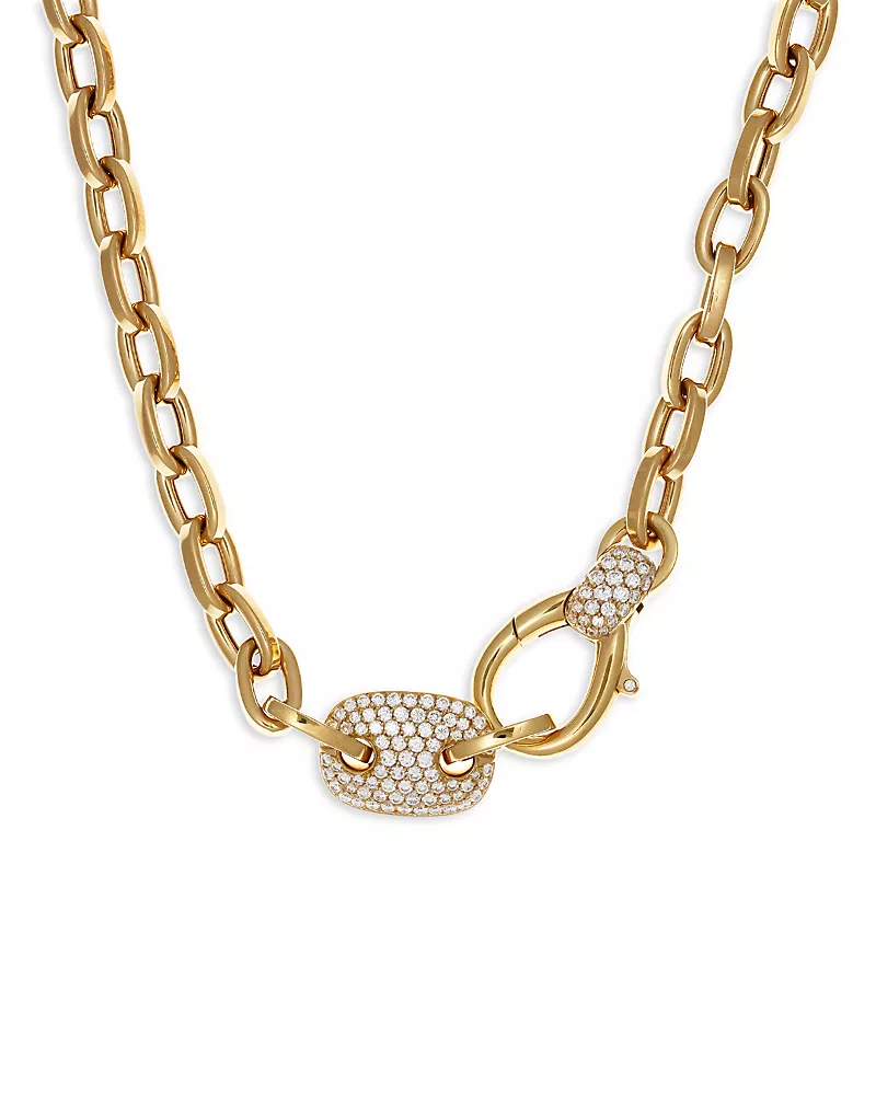 Crivelli 18K Yellow Gold Link Diamond Pave Station Necklace, 17 - Exclusive