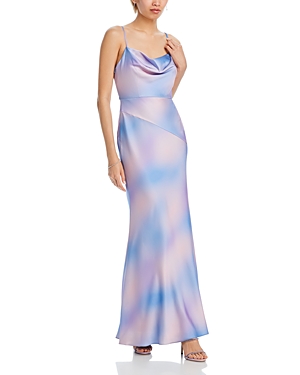 Cowl Neck Stretch Satin Gown