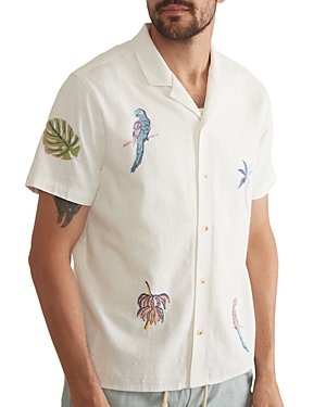 Marine Layer Embroidered Resort Shirt In White