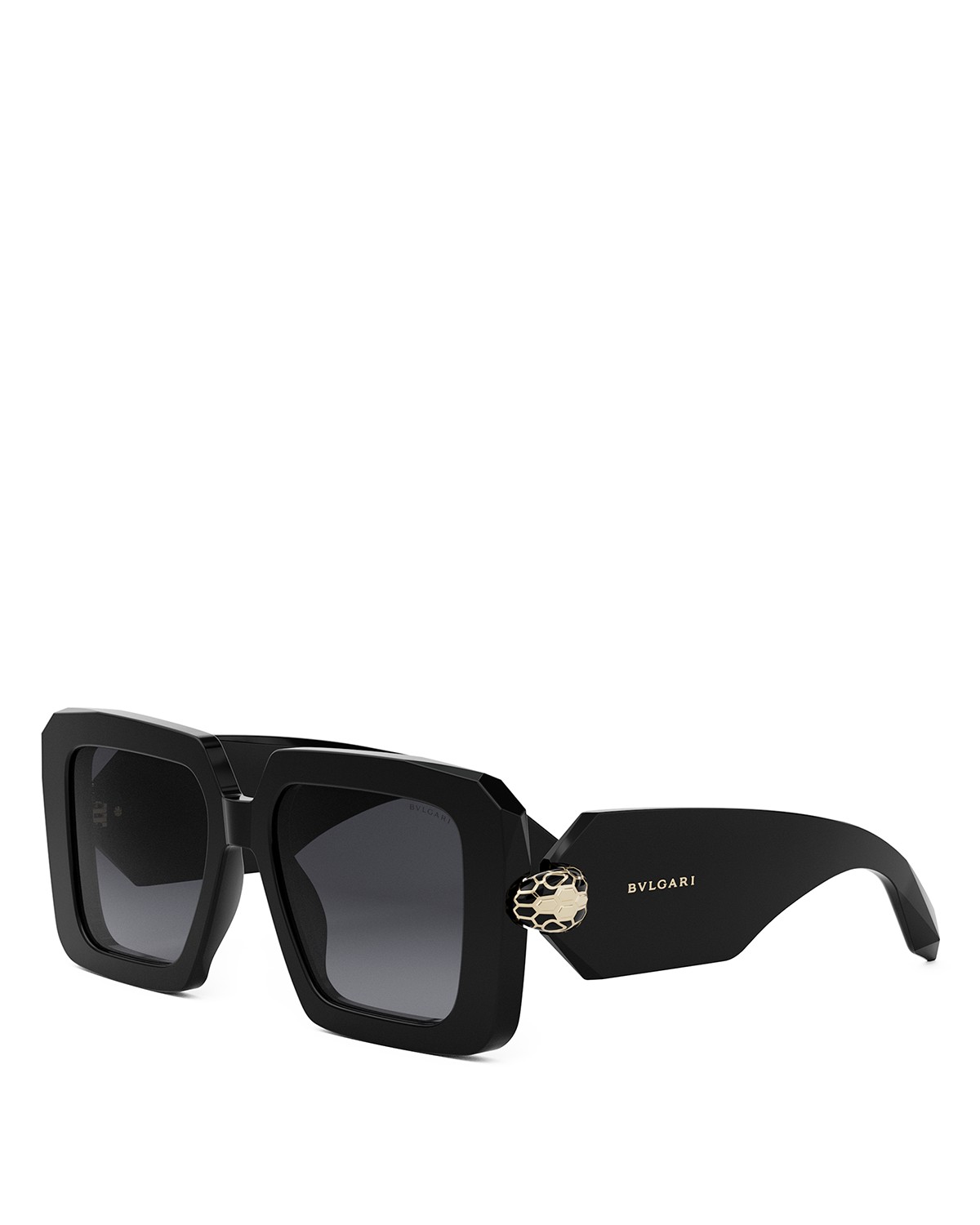 Bvlgari Serpenti Geometric Sunglasses, 52mm in Black/Gray Gradient