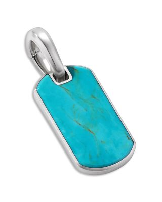 Men's Chevron Tag in Sterling Silver with American Turquoise, 21mm