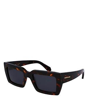 Ferragamo Classic Logo Chunky Retangular Sunglasses, 54mm In Brown