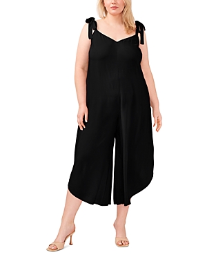 Vince Camuto Tie Strap Crop Wide Leg Jumpsuit In Rich Black