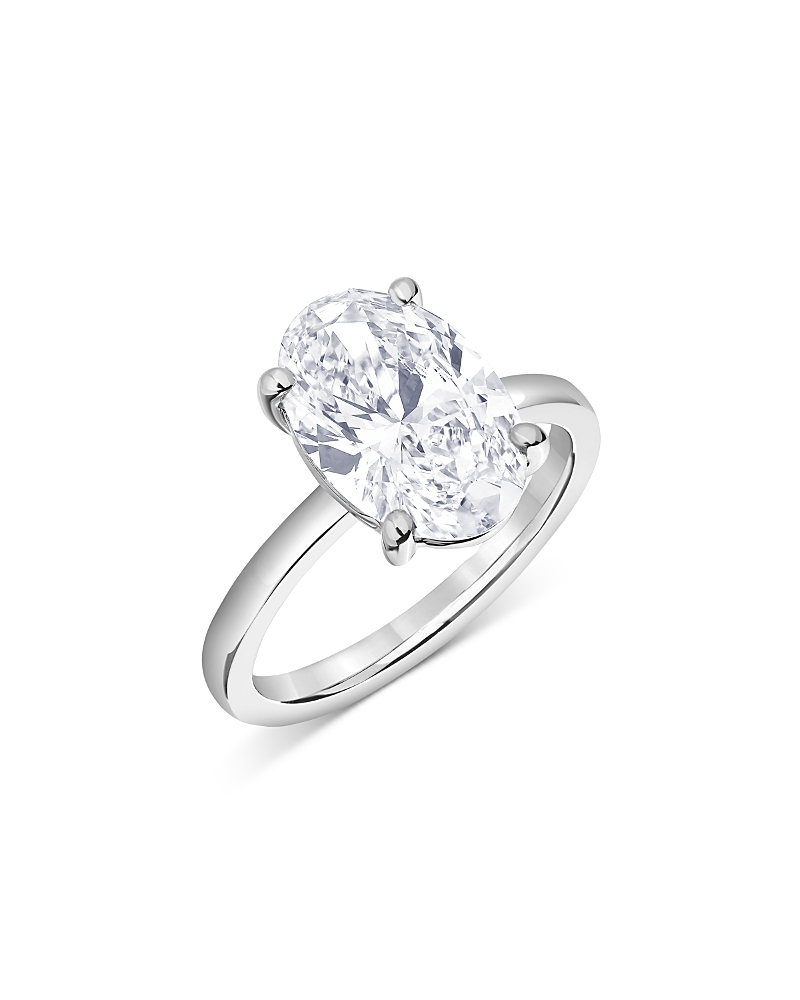 Bloomingdale's Fine Collection Certified Lab Grown Diamond Oval Solitaire Engagement Ring in 18K White Gold, 3.50 tcw