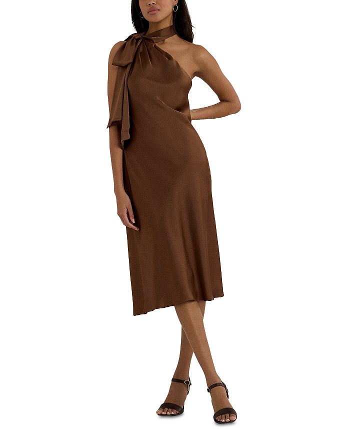 Ralph Lauren Women's Tie Neck Dressy Button Down Top Brown Size Medium