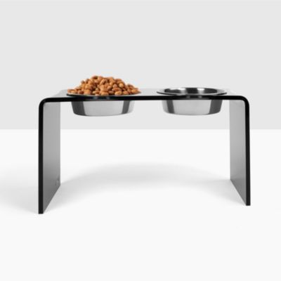 Tall Smoke Grey Pet Feeder, 2 Quart Bowls