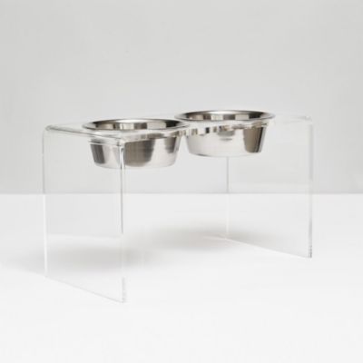 Tall Double Bowl Pet Feeder with Metal Bowls