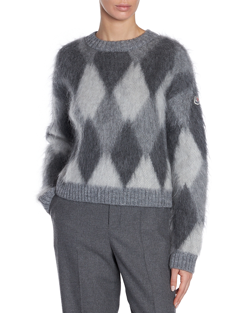 Moncler Diamond Pattern Long Sleeve Jumper In Black