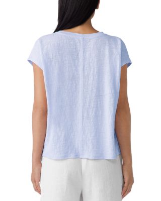 Linen V Neck Boxy Tee