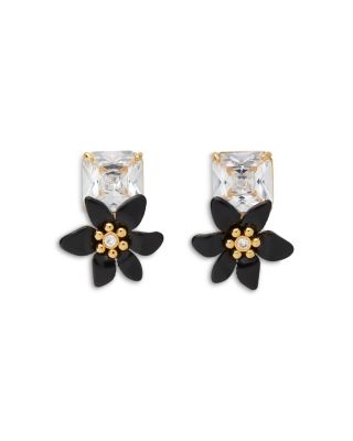 kate spade new york Square Cubic Zirconia & Flower Statement Stud Earrings