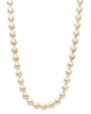 Jennifer Zeuner - Ama Heart Beaded Collar Necklace in 18K Gold Plated Sterling Silver, 14"-16"