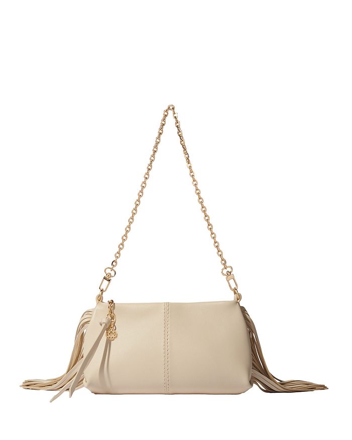 Maje Miss M Plain Leather Clutch Bag In Vanilla Ecru