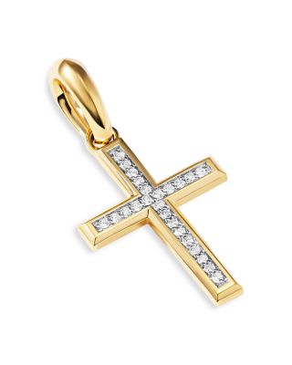 David Yurman - Men's 18K Yellow Gold Amulets Diamond Cross Pendant