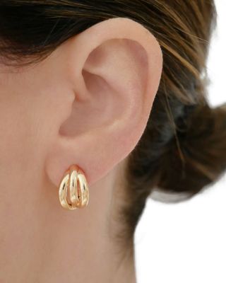 14K Yellow Gold Knot Huggie Earrings