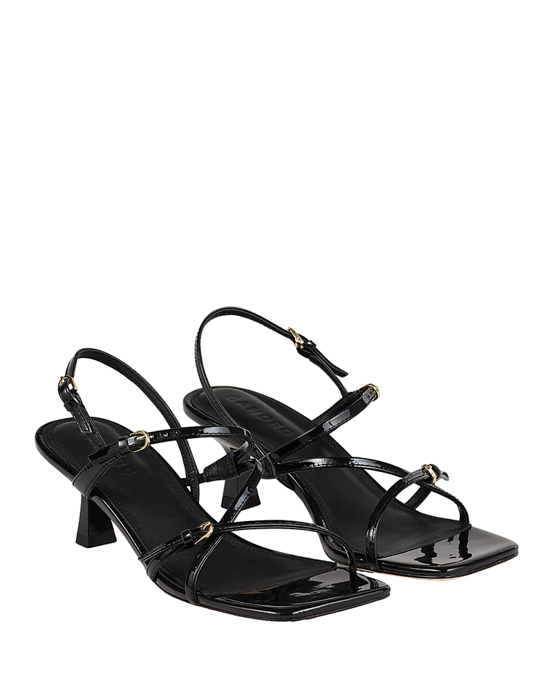Sandro Leather Heeled Sandals In Black