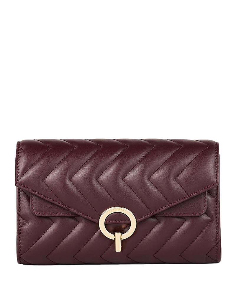 Sandro Yza Pocket Leather Clutch In Bordeaux