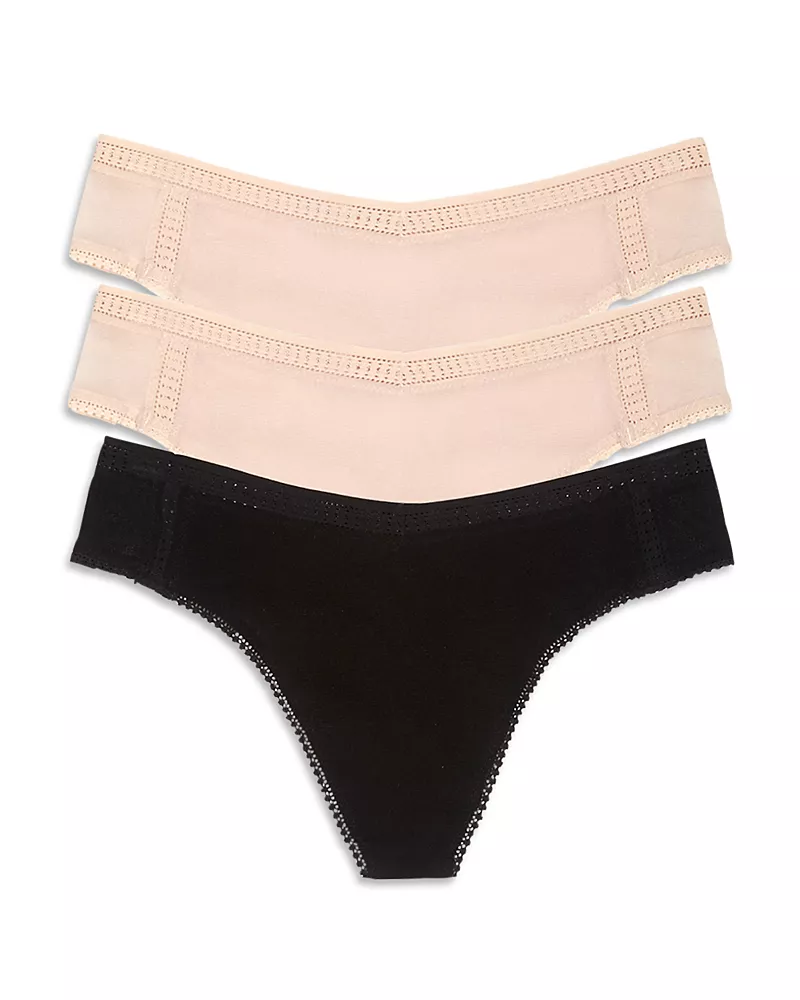 On Gossamer Mesh High Cut Thongs, Set of 3