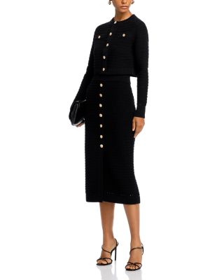 TOCCIN - Miller Rib Knit Cardigan & Tani Rib Knit Button Front Skirt