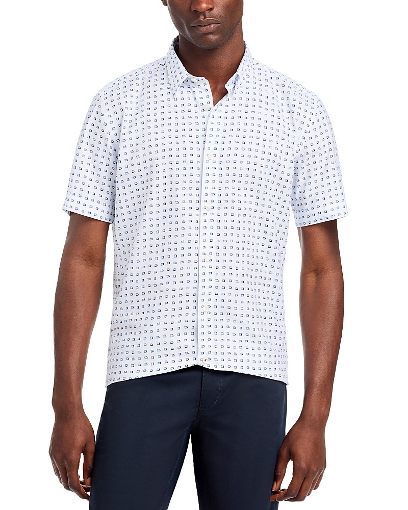 Boss S-Roan-Ken-Sh-C1-242 Cotton Geometric Slim Fit Button Down Shirt