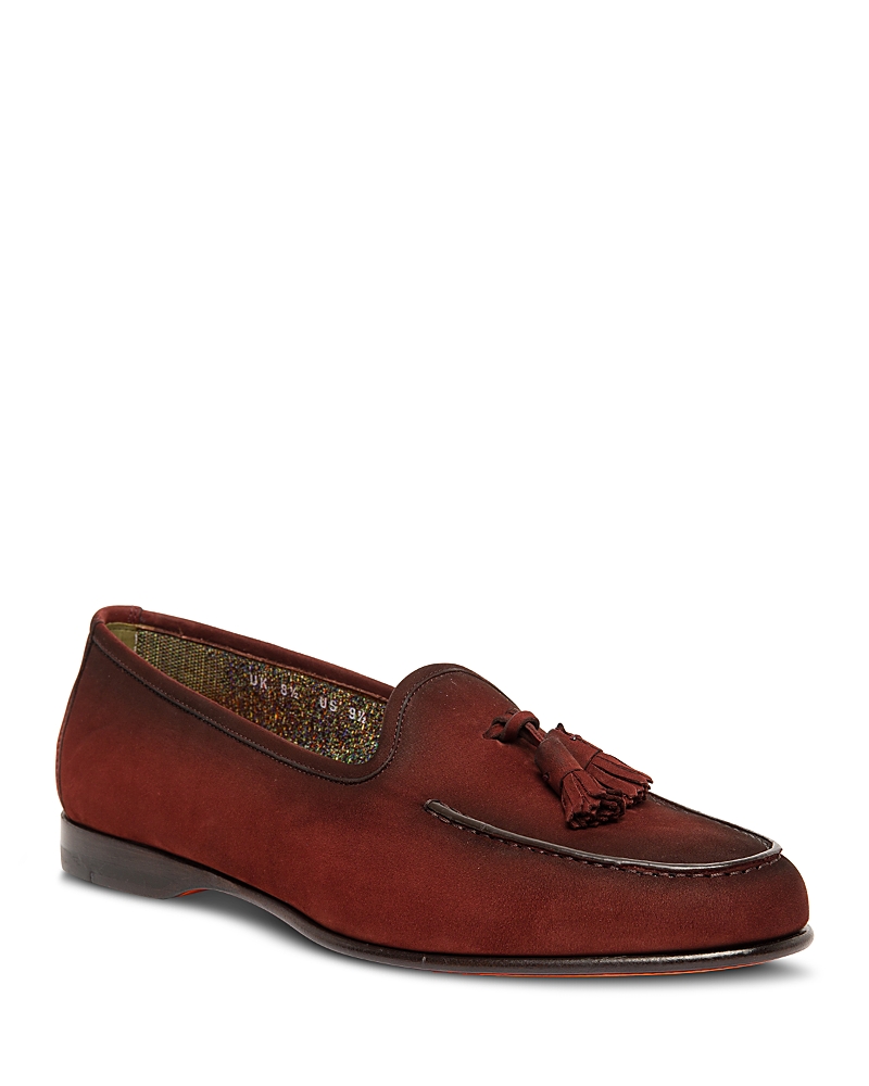 Santoni Goodyear Man Loafers Chocolate Brown Size 9 Leather In Dark Red