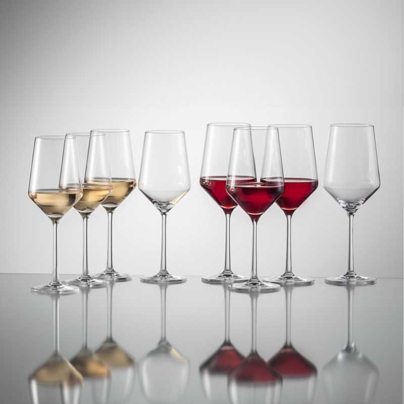 SCHOTT ZWIESEL PURE WINE GLASSES, MIXED SET OF 8