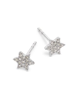 Diamond Pav&eacute; Star of David Stud Earrings in 14K White Gold, 0.10 tcw