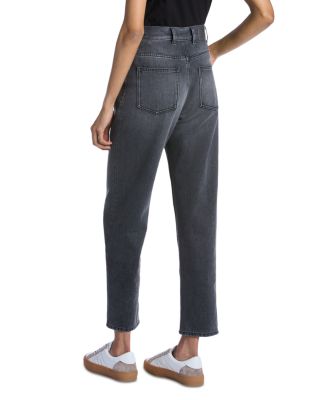 High Rise Cropped Tapered Jeans in Grey