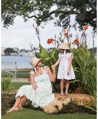 Girls' Straw Harbor Hat with Scalloped Ribbon - Little Kid, Big Kid