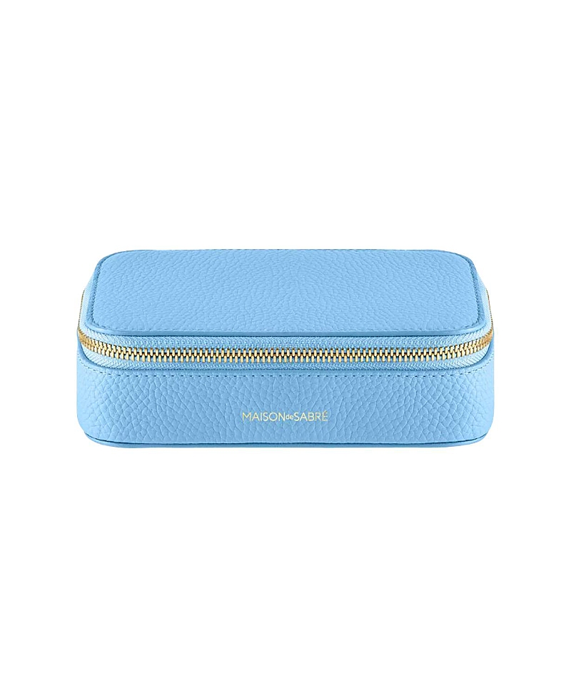 Maison De Sabre Zip Leather Jewellery Case In Sky Blue
