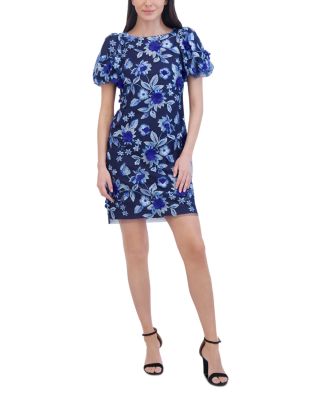 Floral Puff Sleeve Shift Dress