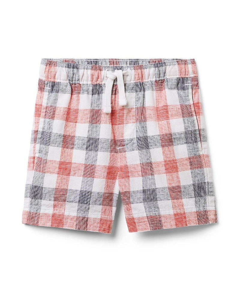 Janie and Jack Boys' Gingham Linen-Cotton Pull-On Short - Baby, Little Kid, Big Kid