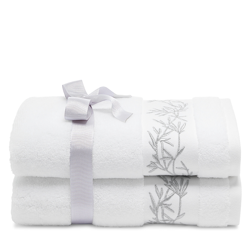 Hudson Park Collection Botanical Embroidered Hand Towels, Set Of 2 - Exclusive In Silver