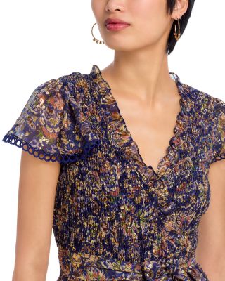 Metallic Floral Midi Dress - Exclusive