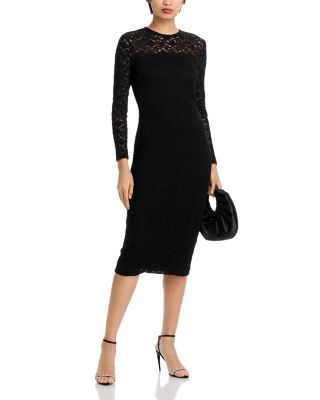 AQUA - Puckered Lace Midi Sheath Dress - Exclusive