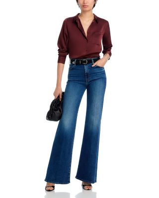 Satin Button Front Blouse - Exclusive