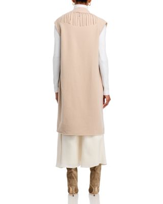 Sleeveless Mixed Media Wool Cashmere Coat