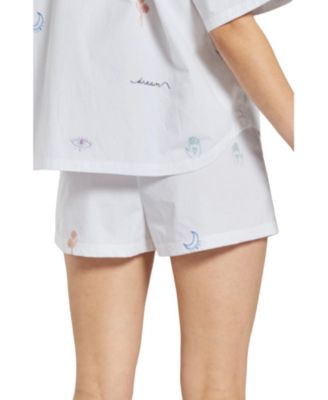 Tsubaki Embroidered Ethical-Cotton Pajama Shorts