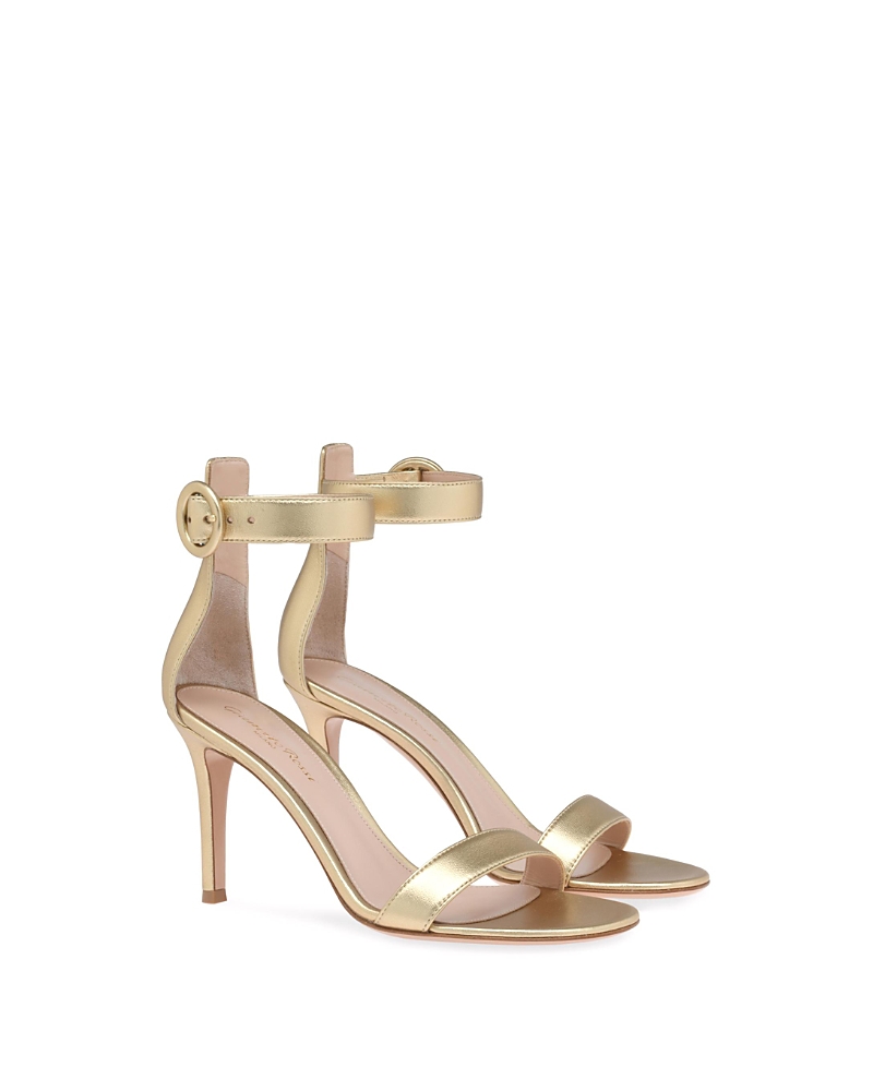 Gianvito Rossi Portofino 85 Metallic Leather Sandals In Gold