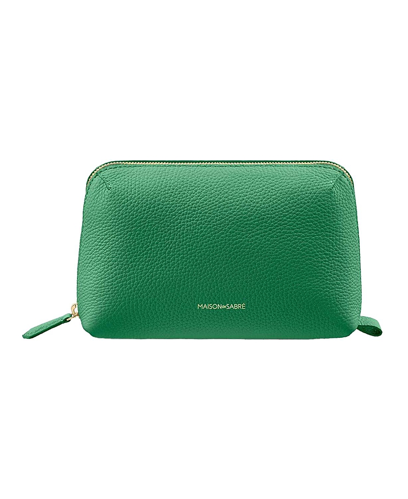 Maison De Sabre Leather Tech Pouch In Emerald Green