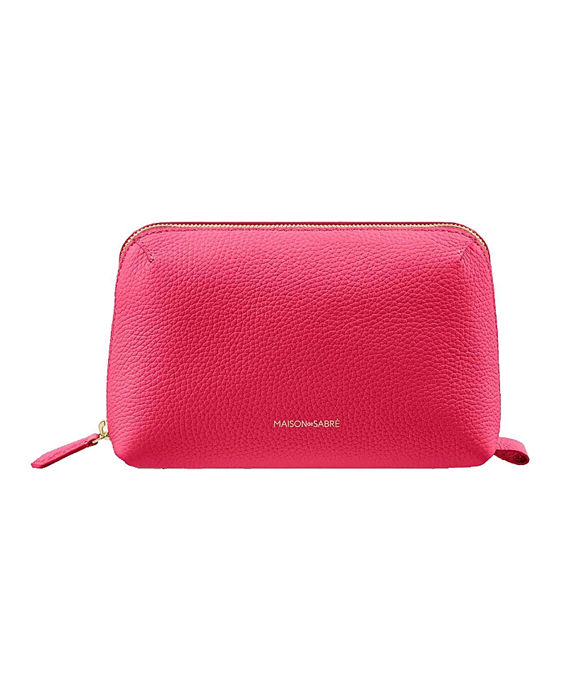 Maison De Sabre Leather Tech Pouch In Shibuya Fuchsia