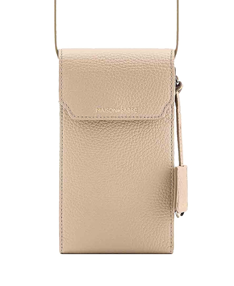 Maison De Sabre Leather Phone Pouch In Saharan Nude