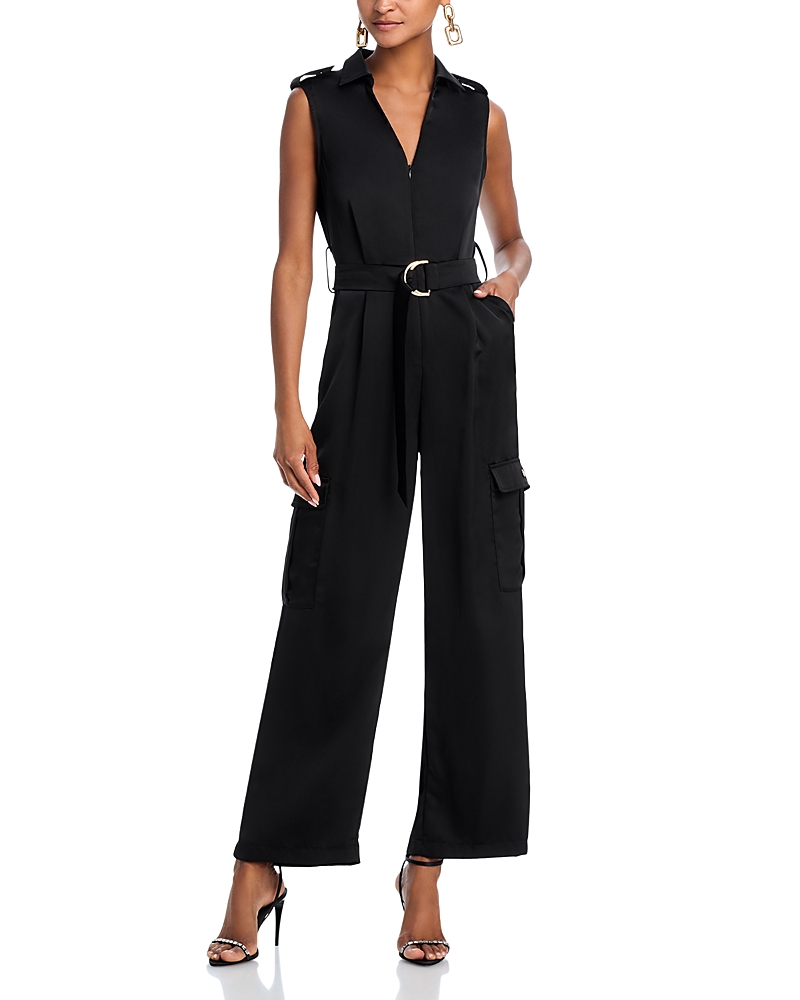Aqua Belted Cargo Jumpsuit - Exclusive