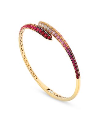 Alberto Milani 18K Yellow Gold Via Fiori Scuri Pink Sapphire & Diamond Ombre Bypass Bangle Bracelet - Exclusive, Italy Campaign