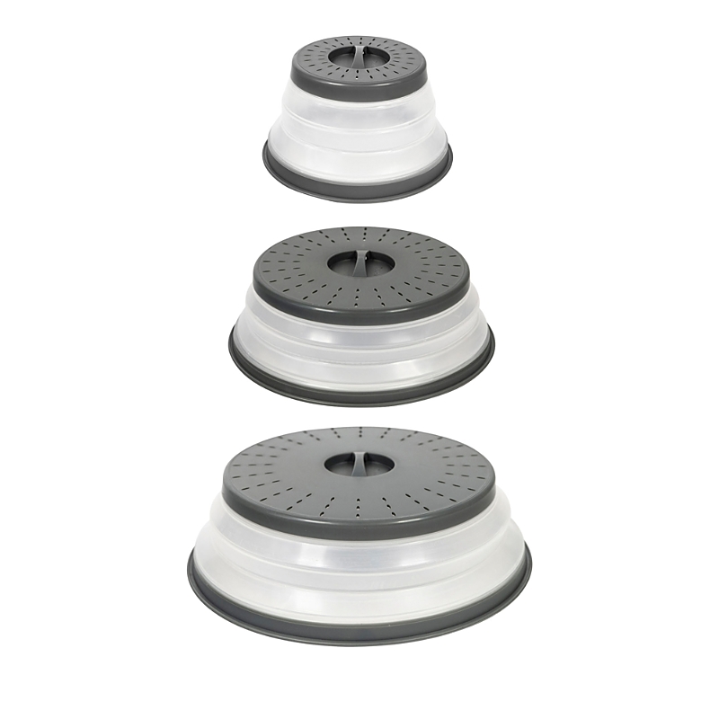 Tovolo Collapsible Microwave Food Cover, Set Of 3 In Charcoal