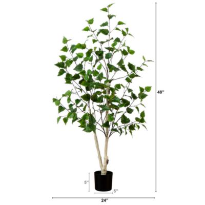 4&#39; Artificial Birch Tree with Real Touch Leaves