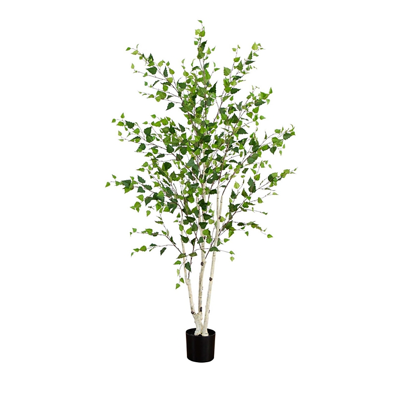 NEARLY NATURAL 7' ARTIFICIAL BIRCH TREE WITH REAL TOUCH LEAVES