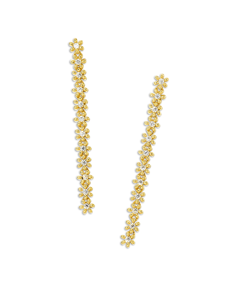 Kendra Scott Nydia Cubic Zirconia Flower Linear Drop Earrings In 14k Gold Plated In Gold White