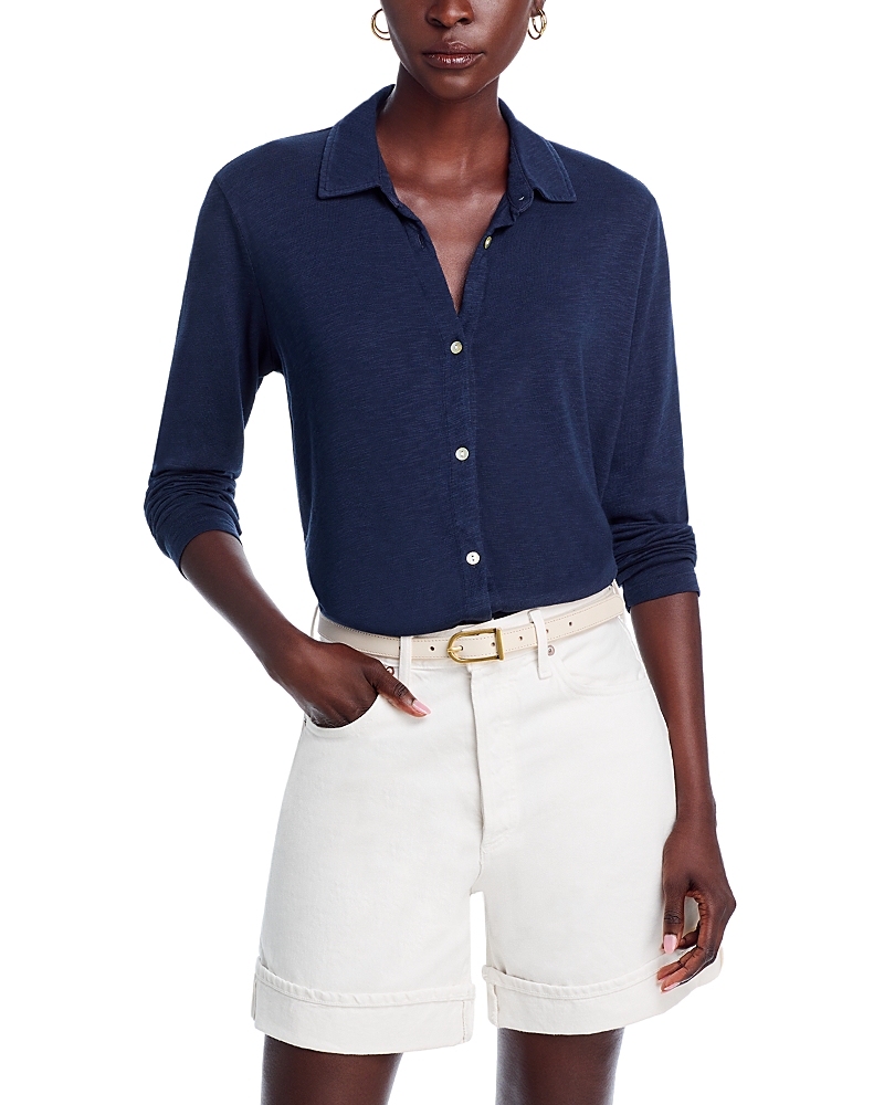 Shop Bella Dahl Button Front Knit Top In Endless Sea