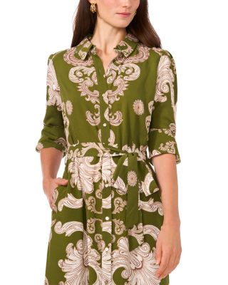 Printed Border Shirt Dress